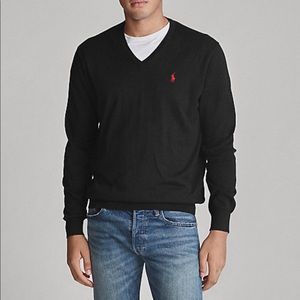 Old sport red polo vneck sweater size large